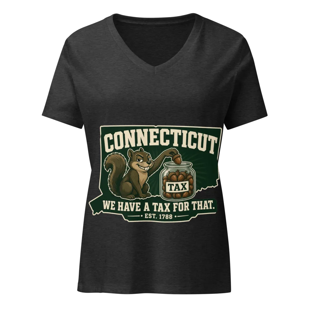 Connecticut We Have a Tax for That Women's Tee on a Berry women's relaxed v-neck t-shirt