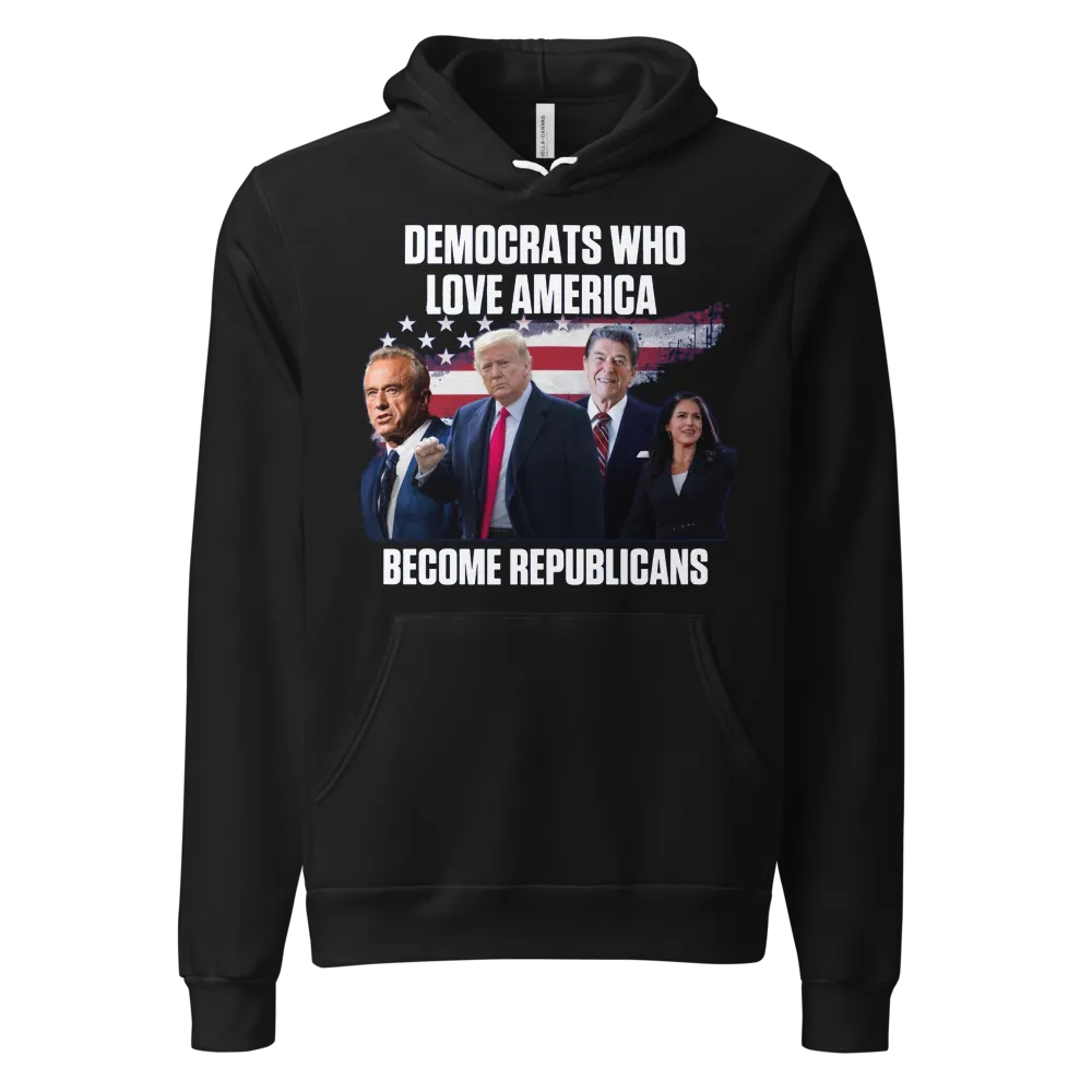 Democrats Who Love America on a Heather Forest unisex pullover hoodie