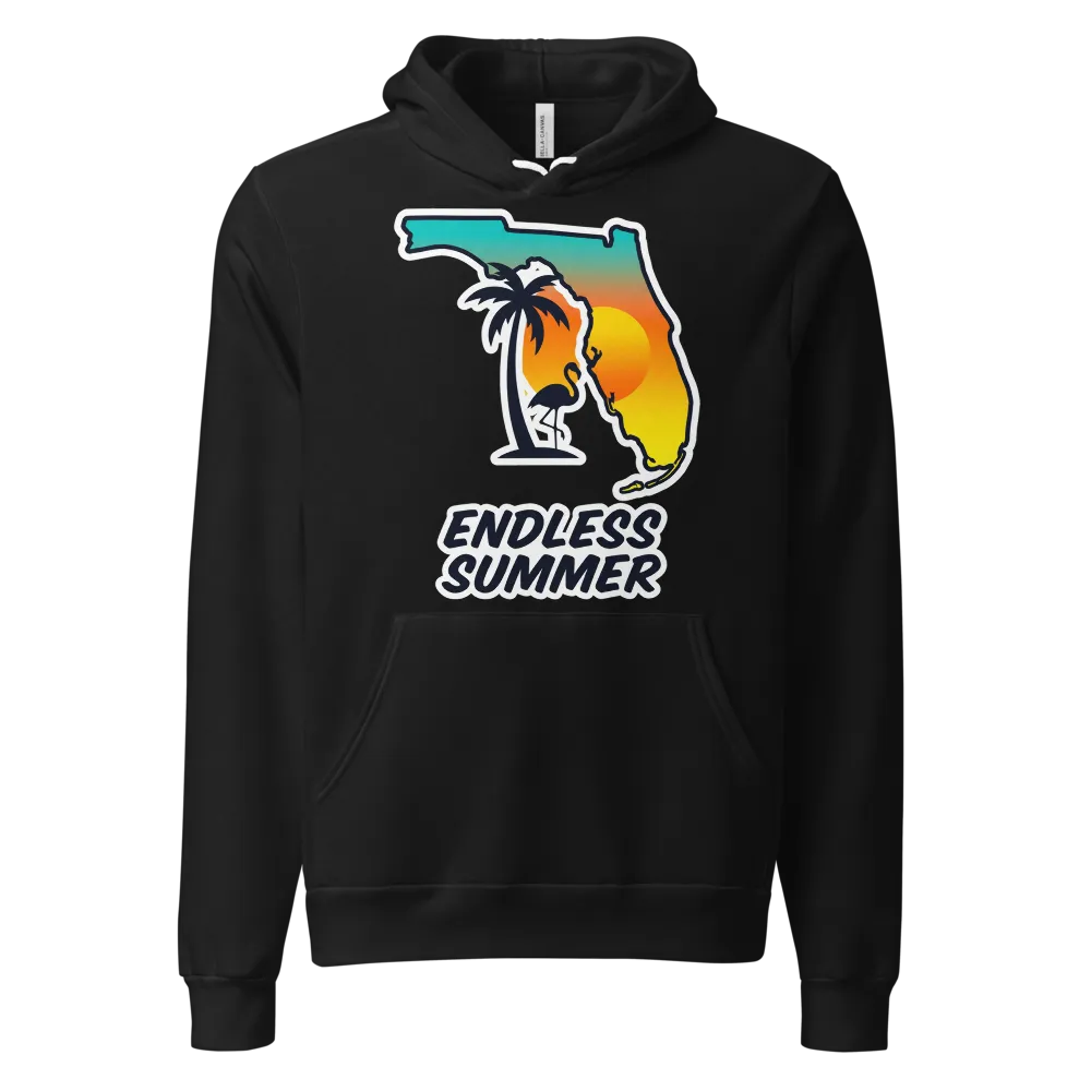 Endless Summer Florida Hoodie (More Colors) on a Black unisex pullover hoodie