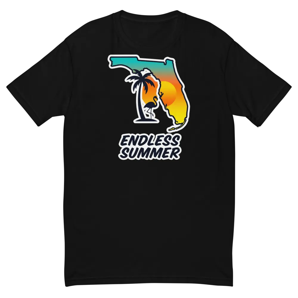 Endless Summer Florida on a Black men's fitted t-shirt