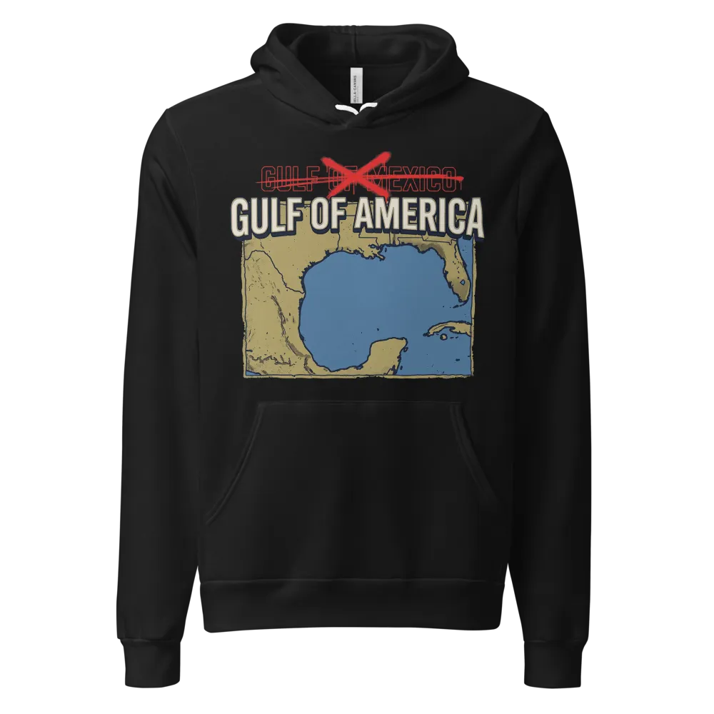 Gulf of America on a Heather Forest unisex pullover hoodie