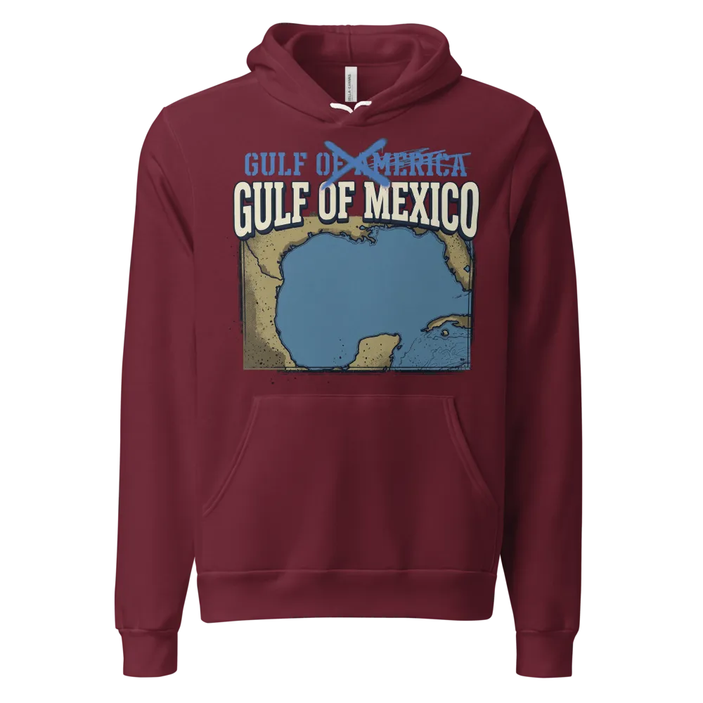 Gulf of Mexico Hoodie (Red, Maroon) on a Maroon unisex pullover hoodie