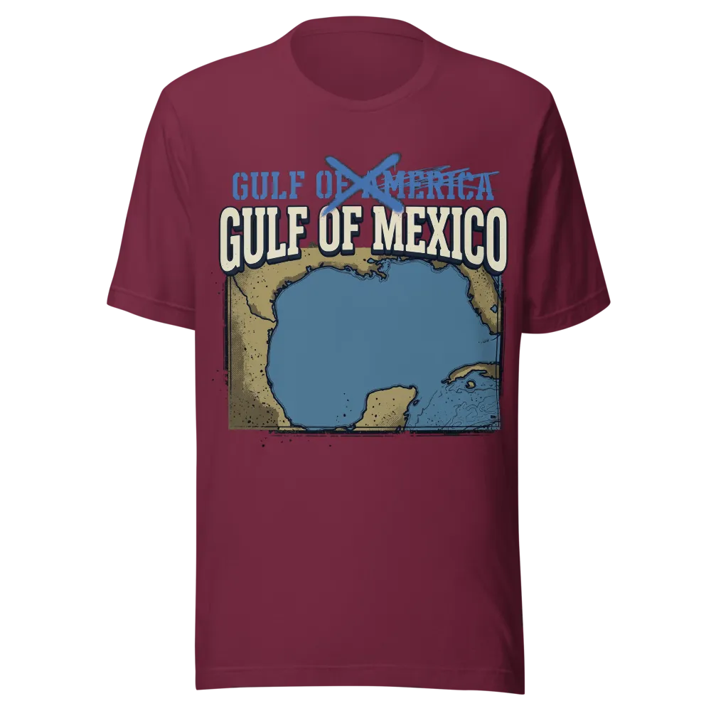 Gulf of Mexico Tee (Red, Maroon) on a Heather Red unisex staple t-shirt