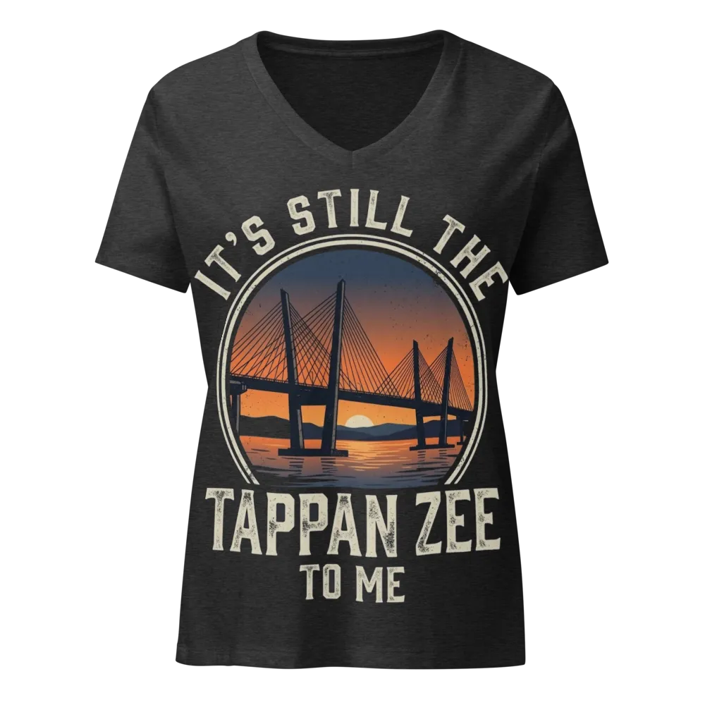 It's Still the Tappan Zee To Me Women's Tee on a Heather Navy women's relaxed v-neck t-shirt