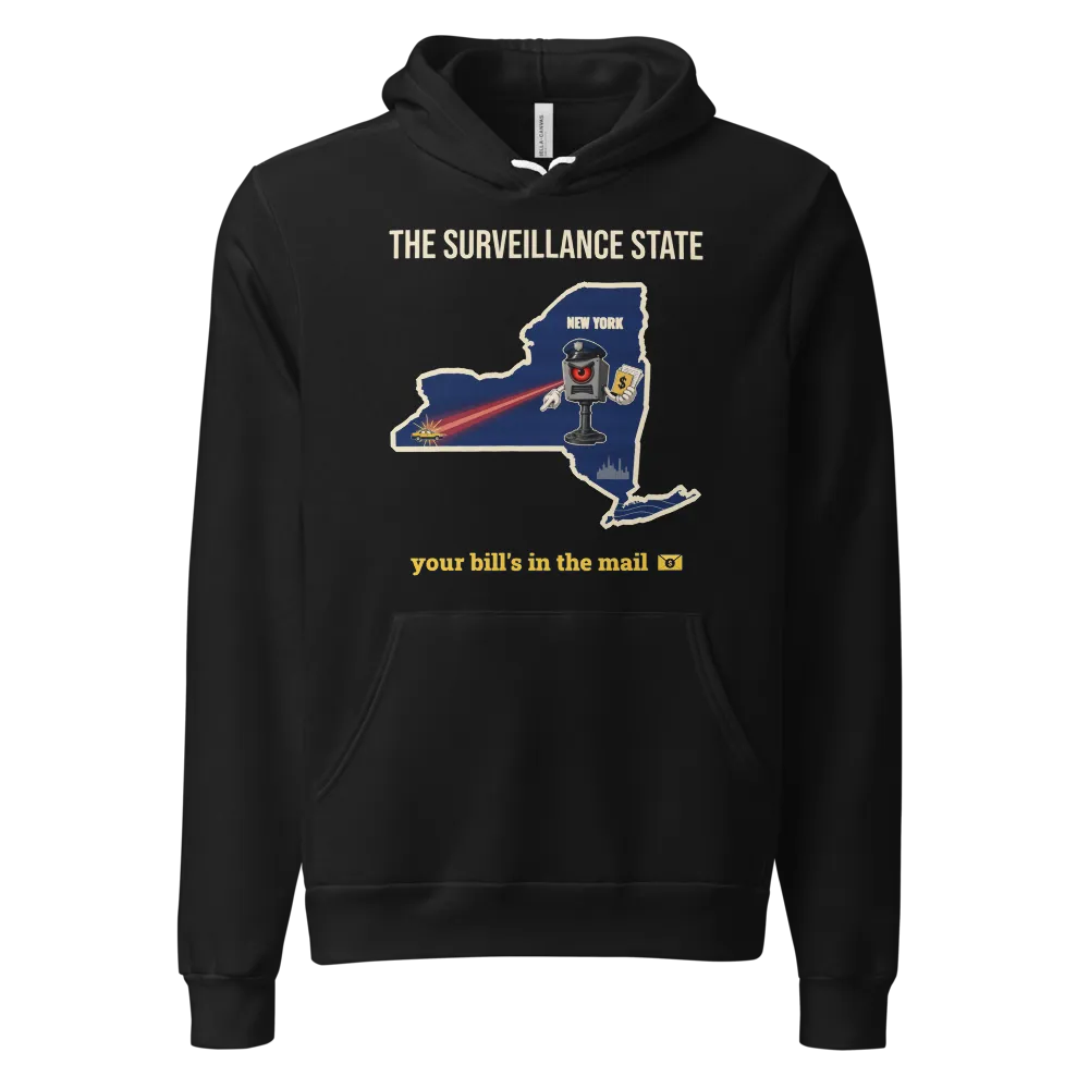 New York The Surveillance State on a Heather Forest unisex pullover hoodie