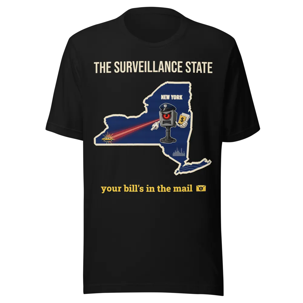 New York The Surveillance State on a Heather Forest unisex staple t-shirt