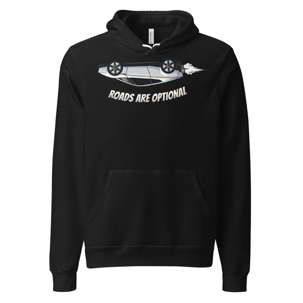 Roads Are Optional Flying Supercar on a Heather Forest unisex pullover hoodie