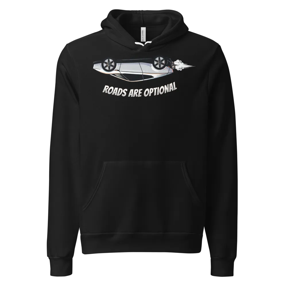 Roads Are Optional Hoodie (More Colors) on a Black unisex pullover hoodie