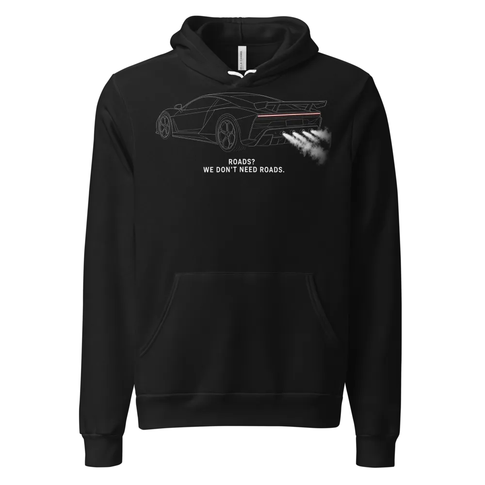 Space Car Flying Supercar Hoodie (More Colors) on a Black unisex pullover hoodie