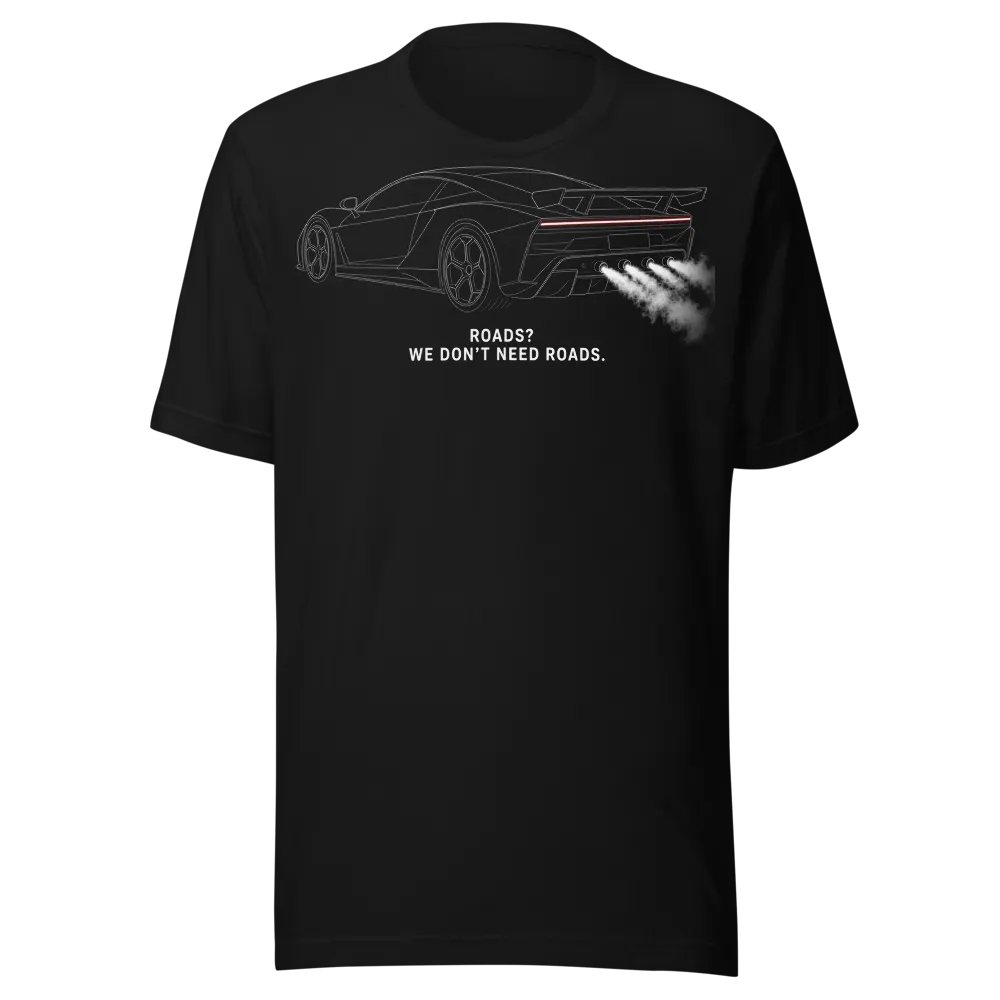 Space Car on a Steel Blue unisex staple t-shirt