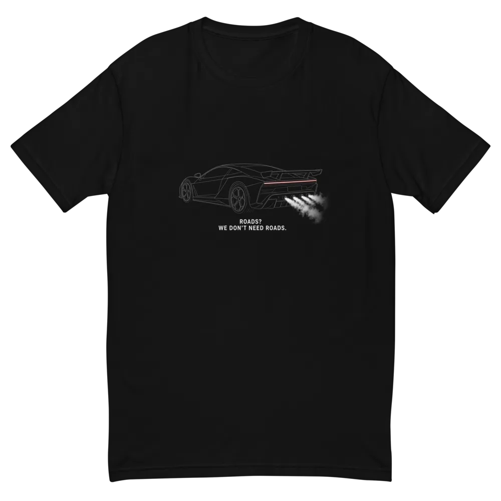 Space Car on a Black men's fitted t-shirt