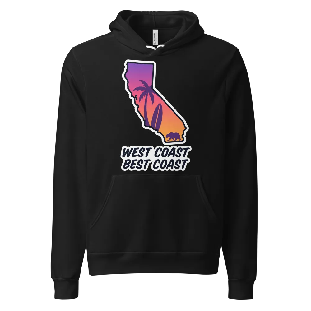 West Coast Best Coast California on a Heather Forest unisex pullover hoodie