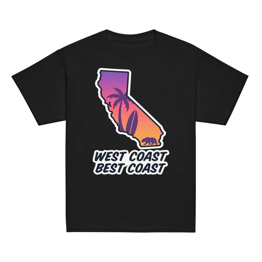 West Coast Best Coast California on a Black youth classic tee
